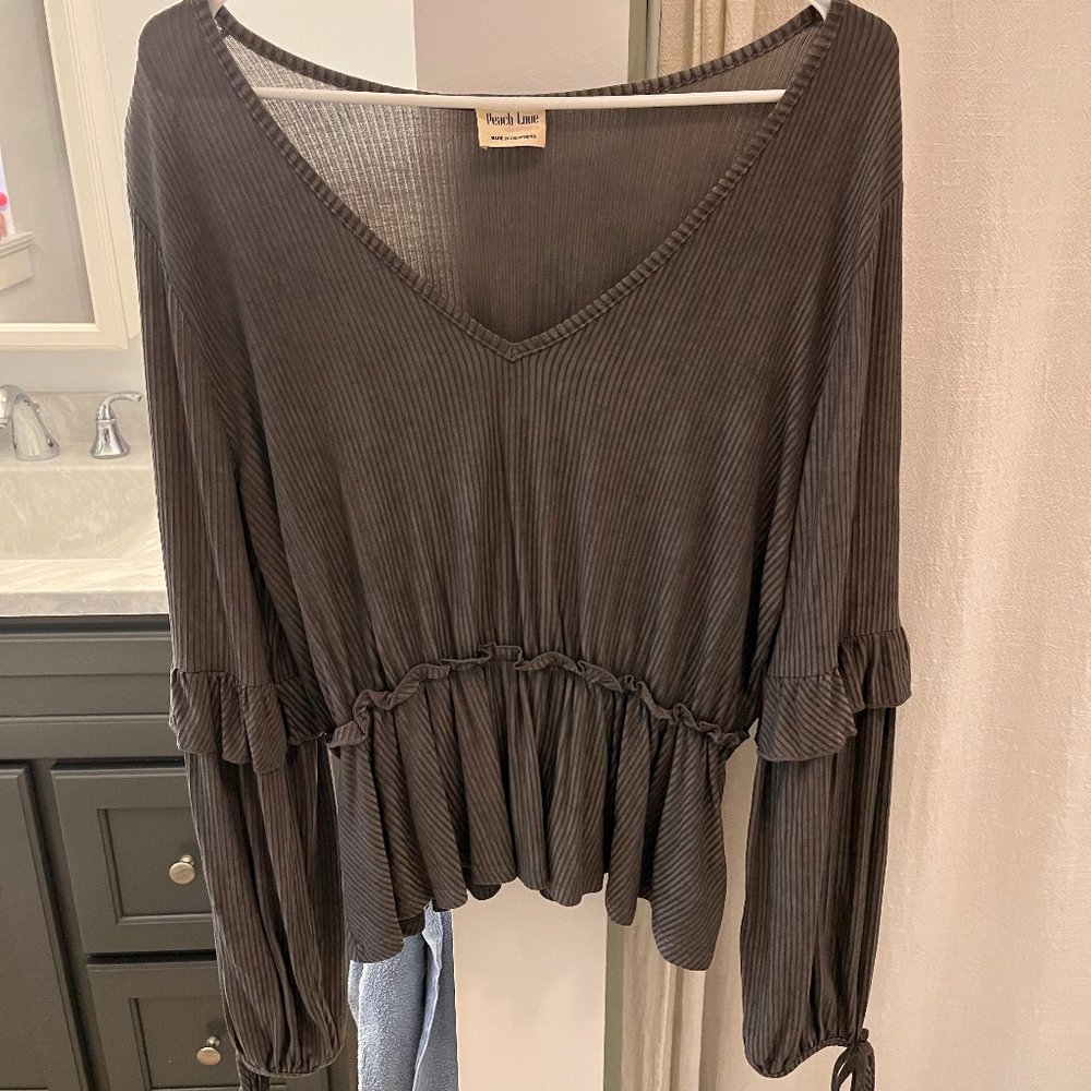 Gray Peach Love Blouse